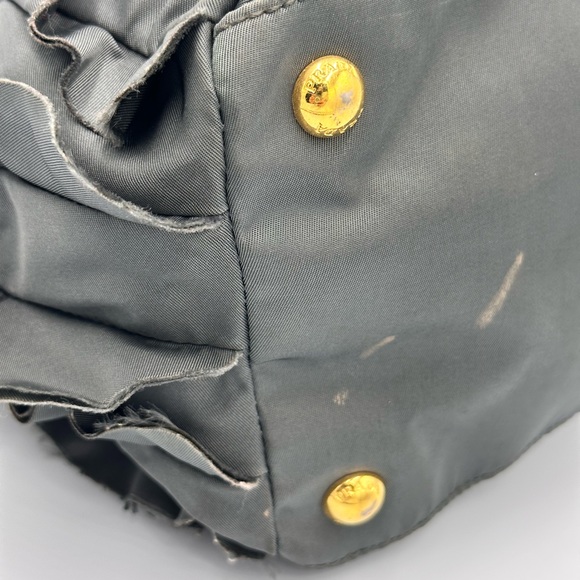 PRADA Tessuto Nylon Ruffle Tote Grey - Picture 4 of 13